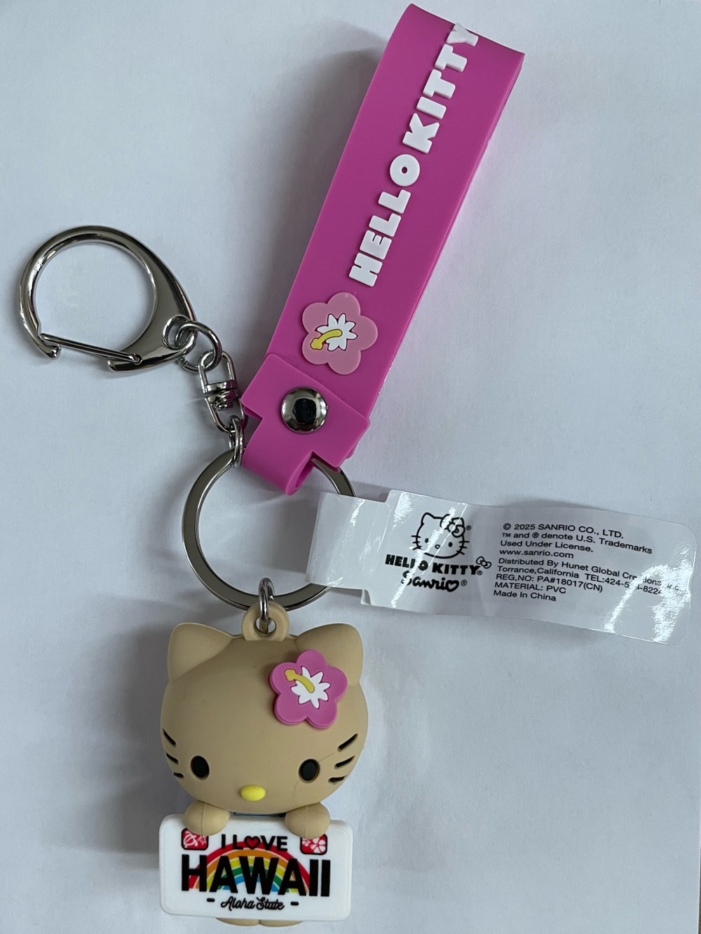 ABC Store Exclusive Hawaii Hello Kitty Pink Strap Keychain